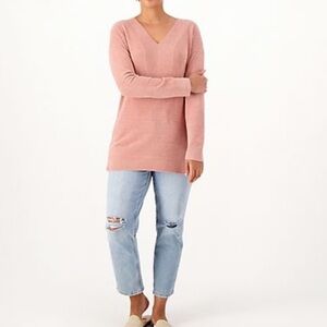 Women's Pink V-Neck Sweater